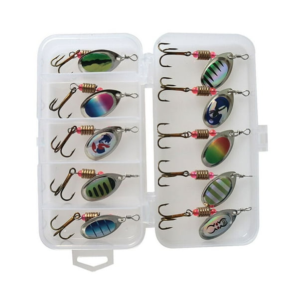 wolftale 1 Set Rotating Spinner Baits Attractive Artificial Sequins Fishing  Lure Sequins Metal Treble Hooks Spoonbait Pike Crochet Kit Fish Tackle with  Storage Box 