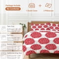 thumbnail image 6 of 3 Piece Red Dahlia Duvet Cover Set Queen Size,Microfiber Comforter/Quilt Cover with Corner Ties and 2 Pillowcases,Vintage Country Grey Abstract Flowers Floral All Season Bedding with Zipper Closure, 6 of 8