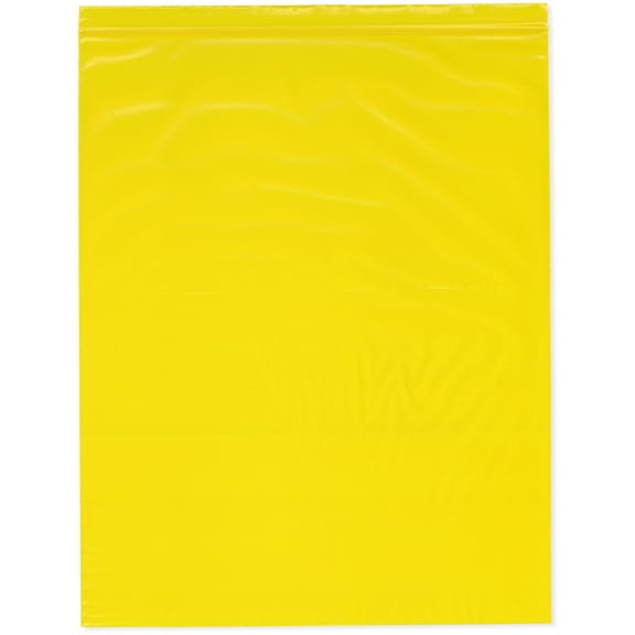 Plymor 12" x 15" (Pack of 100), Yellow 2 Mil Zipper Reclosable Plastic Bags