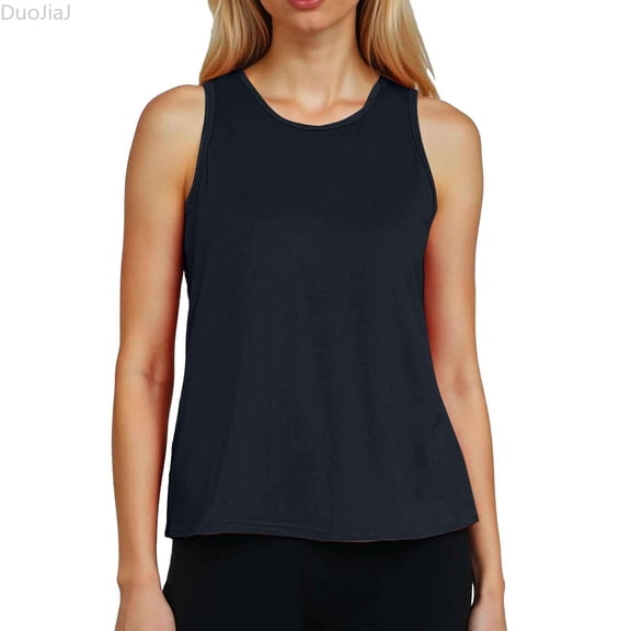 DuoJiaJ New Sleeveless Loose Training And Fitness Wear For Women With A Beautiful Back And Effect. Wear A Vest And Sports Top Over Yoga Women Workout Tank Tops Black L