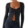 thumbnail image 3 of Conjunto de Pijama para Mujer, de Larga, con Botones, Top y Pantalones Cortos con Volantes, Conjunto de 2 Piezas para Estar en Casa, Ropa de Dormir Y2k. Negro M, 3 of 8