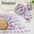 thumbnail image 2 of Spring Lavender Floral Pillow Covers, Linen Long Throw Pillow Case, Flowers Butterfly Purple Plaid Holiday Pillow Protector Decorative Cushion Cover for Living Room/Bedroom 20" x 36", 2 of 8