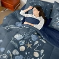 thumbnail image 4 of Manfei Cartoon Seashell Bedding Sets King Size, Cute Seahorse Bed in a Bag King size, Kawaii Sealife Reversible Comforter Sets with Sheets, Lightweight Bedroom Decor, 7 Pieces, 4 of 6