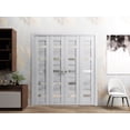 thumbnail image 3 of Sliding Closet Double Bi-fold Doors | Quadro 4445 Nordic White with Frosted Glass | Sturdy Tracks Moldings Trims Hardware Set | Wood Solid Bedroom Wardrobe Doors, 3 of 5