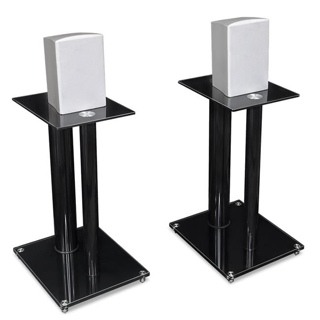 2 Satellite Speaker Stands for Surround Sound Home Theaters, Glass