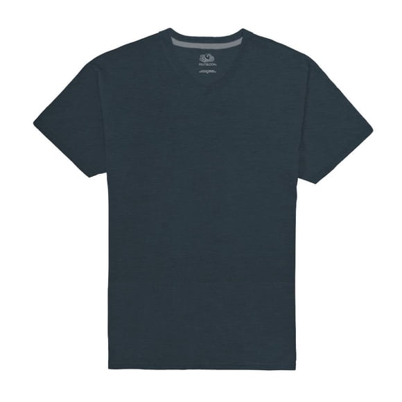 Playera Fruit of the Loom Para hombre cuello v, algodón sustentable, negro jaspe, talla CH