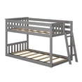 thumbnail image 3 of Max & Lily Solid Wood Twin over Twin Low Bunk Bed with Ladder on End For Kids, Grey, 3 of 13