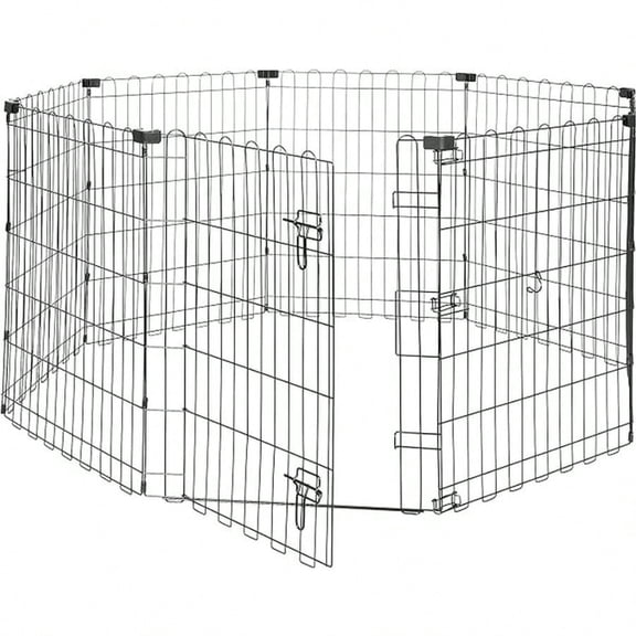 Small Indoor Outdoor Exercise Dog Playpen 8 Panels 30 Inch in Black
