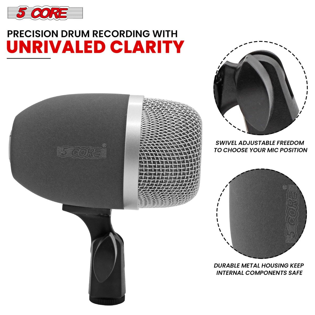 Tom Mic 1Piece Wired Cardioid Bass Drum Microphone Kit High SPL Instrument Microfono w XLR Connection- Tom XP