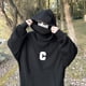 thumbnail image 4 of Sudadera con capucha de cuello alto con estampado de letra C de otoño para hombre, sudadera con capucha de diseño ninja, sudadera con capucha de gran tamaño Y2K, 4 of 5
