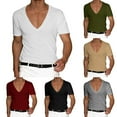 thumbnail image 6 of Fule Mens Short Sleeve T-shirt Deep V Neck Gym Muscle Fitness Bodybuilding Tee Tops, 6 of 8