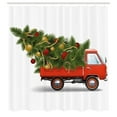 thumbnail image 3 of Ambesonne Christmas Shower Curtain, Xmas Truck and Tree, 69"Wx70"L, White Red Green, 3 of 5