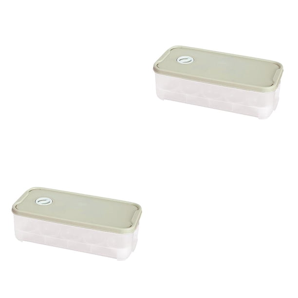 Bewildely Caja de almacenamiento de huevos Dido, organizador de huevos de plástico, rejillas, contenedor de cocina con tapa verde claro Tipo 1 2piezas Bewildely CBP167189