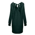 thumbnail image 5 of MaFYtyTPR Women's Kintted Dresses Fashion Solid Color Loose V-neck Bow Long Sleeved Versatile Pullover Woolen Dress Green S, 5 of 5