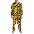thumbnail image 3 of Daiia Sunflowers for Men's Long-Sleeved Pajama Set – Soft & Comfortable Sleepwear Button-Up Pajamas Cozy Lounge Wear-X-Large, 3 of 7