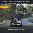 thumbnail image 3 of Cámara de salpicadero FITCAMX delantera 2160P+trasera 1080P para Ford Bronco 2025-2026, 3 of 7