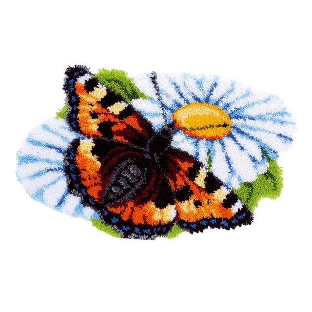 Minnieouse Latch Hook Carpet Kit Butterfly Shaped Yarn Crochet DIY Rug Kit for Beginner Bolsas de mensajero y de hombro Tipo 2 52 cm x 36 cm