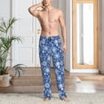 thumbnail image 6 of Lsque whiet Snowflake blue background Print Men's Pajama Pants, Lounge Pant - Comfortable Home Wear,Elastic Waistband, Stylish Design-Large, 6 of 9