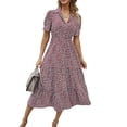 thumbnail image 1 of Txlixc Vestido de manga corta femenino con solapa impresa en flores Txlixc  moda, 1 of 9