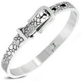 thumbnail image 1 of Stainless Steel Silver-Tone Belt Buckle Bangle Bracelet, 7", 1 of 3