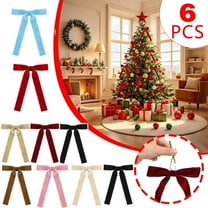 6Pcs Velvet Christmas Tree Ribbon Bows, Decorative Velvet Bows for Holiday Wreath Garland Gift Wrapping Party Wedding Indoor Home Decor, Wine, by FAJHHA
