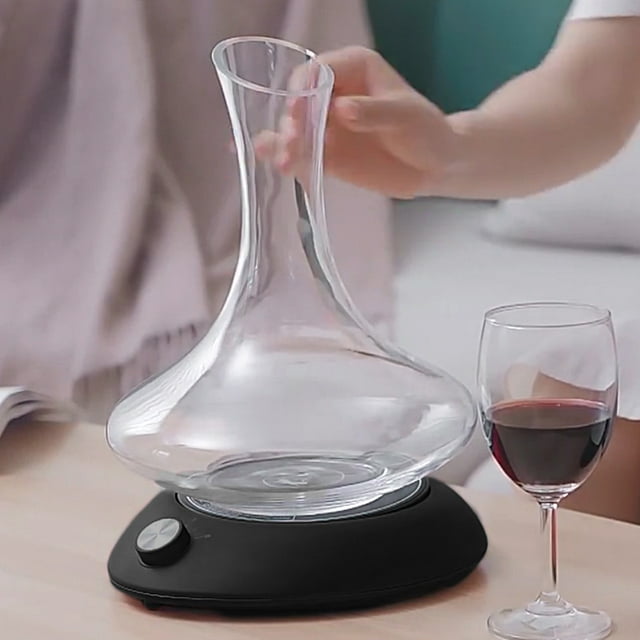 Fiudx Aireador de Vino, Decantador Eléctrico Giratorio, Recargable Por Usb, Control de Velocidad Ajustable, Aireación Rápida, Regalo Perfecto para Amantes Del Vino, Tinto o Negro, Tamaño 22 X 20 X 5