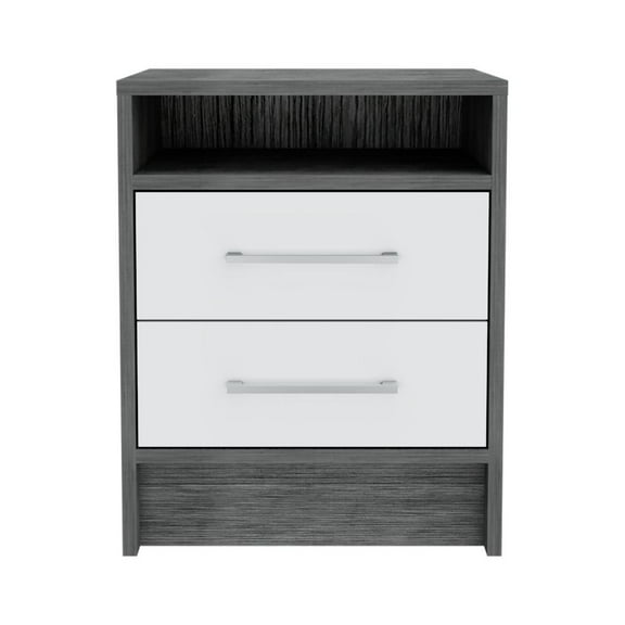 Depot E-Shop Leyva Nightstand - Smoky Oak/White