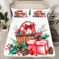 thumbnail image 2 of Manfei Western Christmas Floral Queen Sheet Sets,Red Bowtie Gifts Flat Sheet,Rustic Berry Pine Cone Queen Fitted Sheet For Girls Boy,Super Cozy Room Decor,4-Piece, 2 of 7
