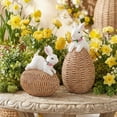 thumbnail image 4 of Ayieyill Easter Bunny Egg Decorations 2Pcs, Resin Easter Bunny Figurines for Home, Courtyard, Tabletop Enhance The Easter Atmosphere, 4 of 7