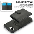 thumbnail image 4 of Decase for iPhone 16e Flip PU Leather Back Cover with 2-in-1 Detachable Magnetic Wallet with 5 Card Slots Compatible Mag-Safe and RFlD Blocking Kickstand and Wireless Charging,Black, 4 of 6