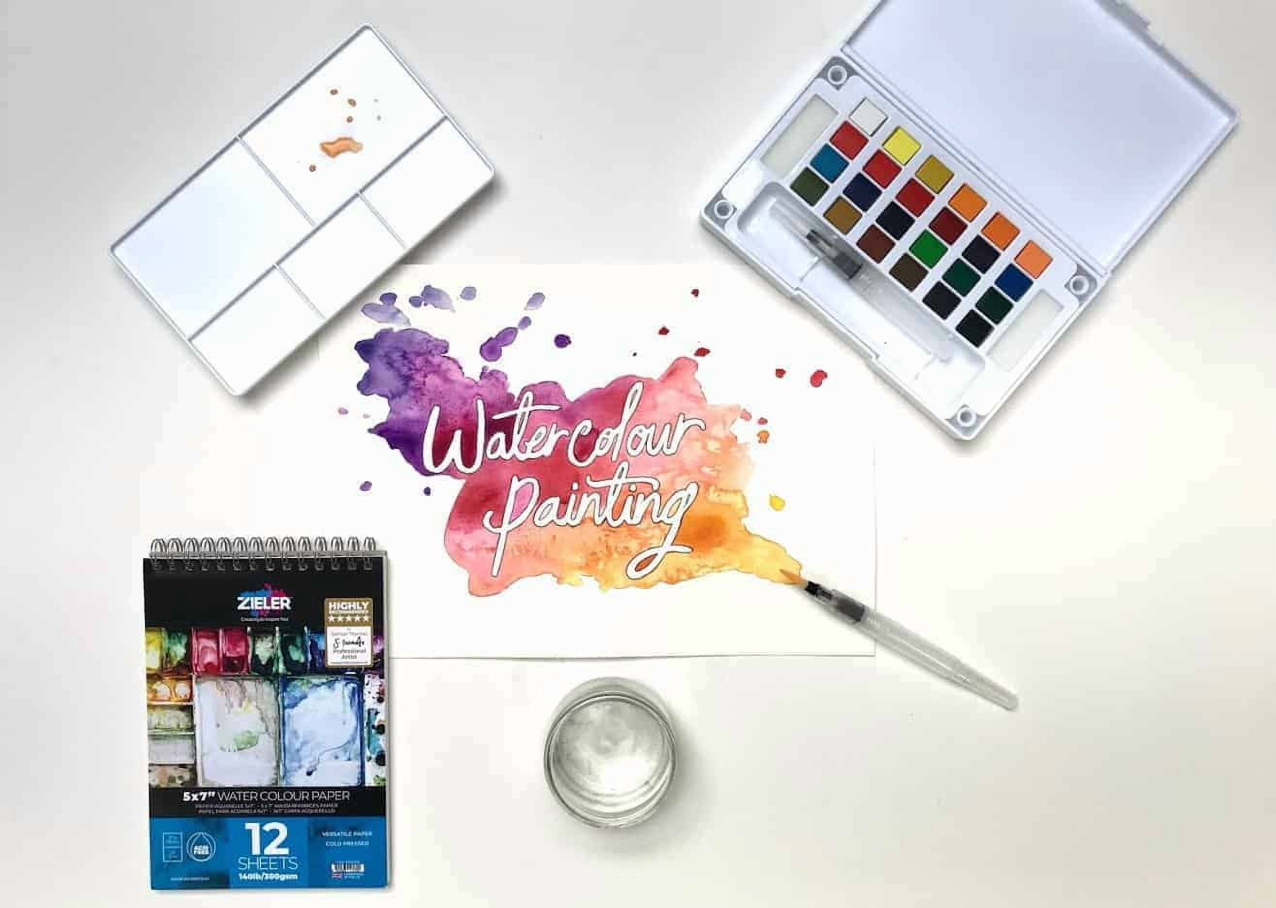 Zieler Premium 24 Half Pan Watercolor Set with Detachable Palette
