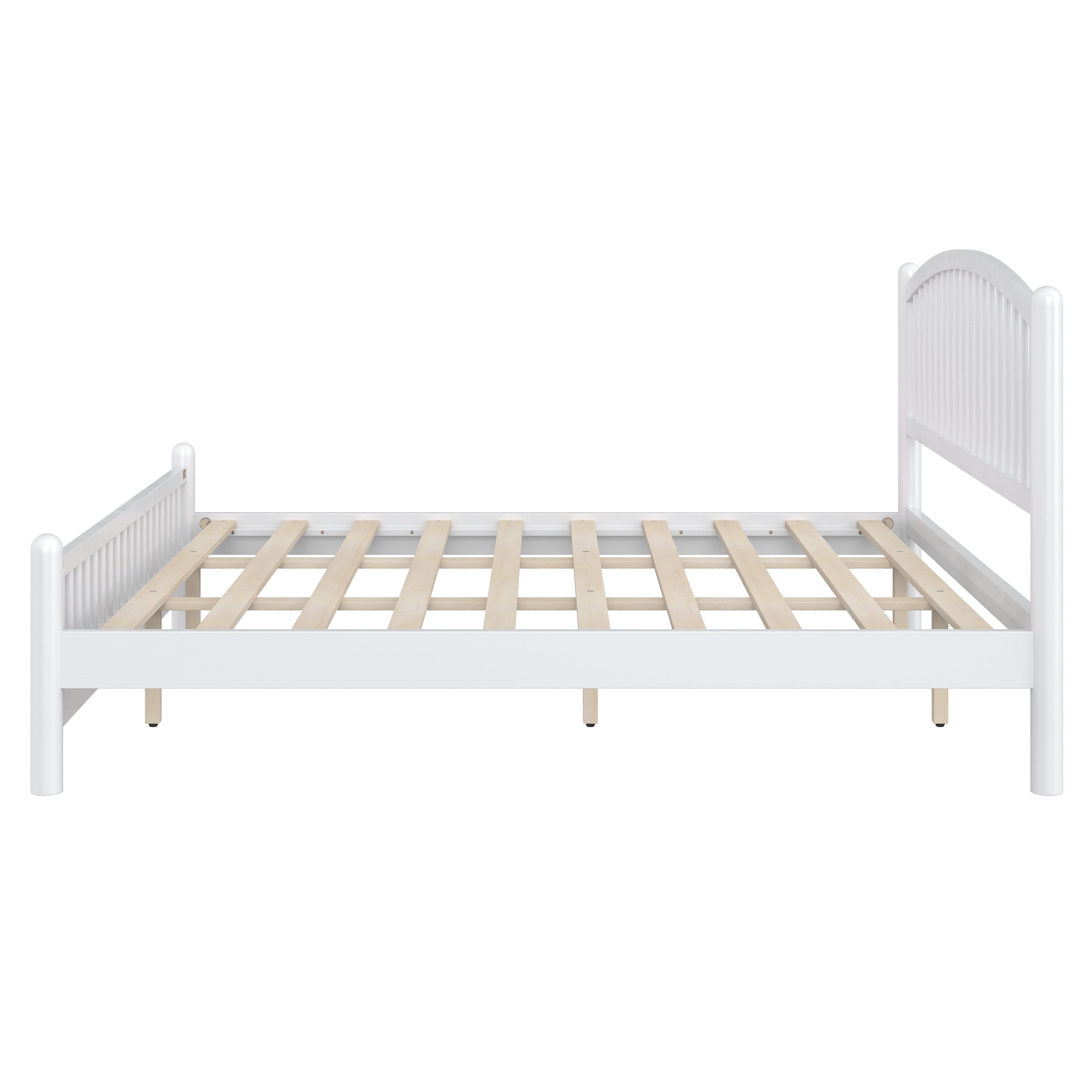 Euroco King Size Wood Platform Bed with Arched Headboard, No Box Spring Needed, White