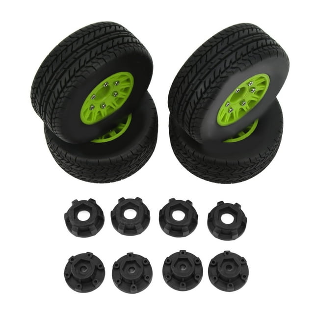Pneus de Camion Rc Court Course Pneus de Roue de Voiture Rc Pneus de Camion Rc Court Course Pneus de Camion Rc Forte Amortissement 1/10 Rc Court Course Roue de Camion avec Adaptateur Hexagonal pour ARRMA Vert
