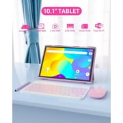 Tablet 2 in 1 Tablet with Keyboard Case Mouse Stylus Pen, 10 inch Tablet Android 15 Tablets PC, 10.1 HD Tab 6000mah Battery 32GB+1024GB Expandable 2MP+8MP Dual Camera Tableta Computer Pink