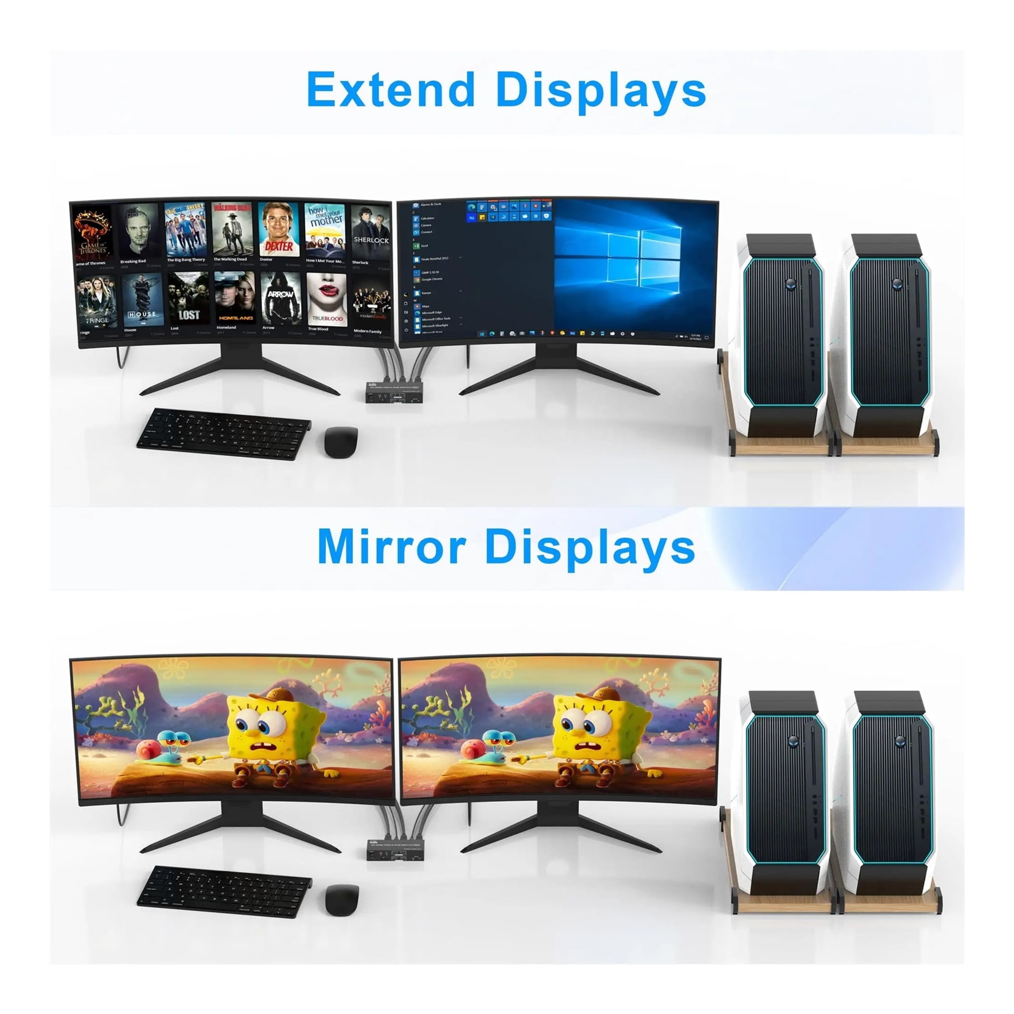 Dual Monitor KVM Switch 4K120Hz 2x2 USB 3.0 DP KVM Switch 2 in 2 out 8K60Hz Mixed Display 2 Monitor 2 Computer,SD TF Ports