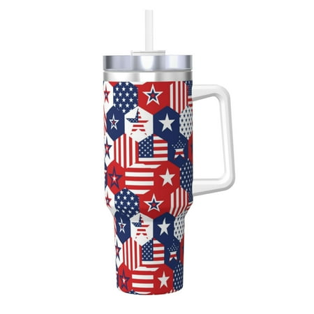 

Sikiie American Stars2 Insulated Stainless Water Bottle Lid Travel Mug Cup Insulated Tumblers Cup 40oz Ice Bully With Handle