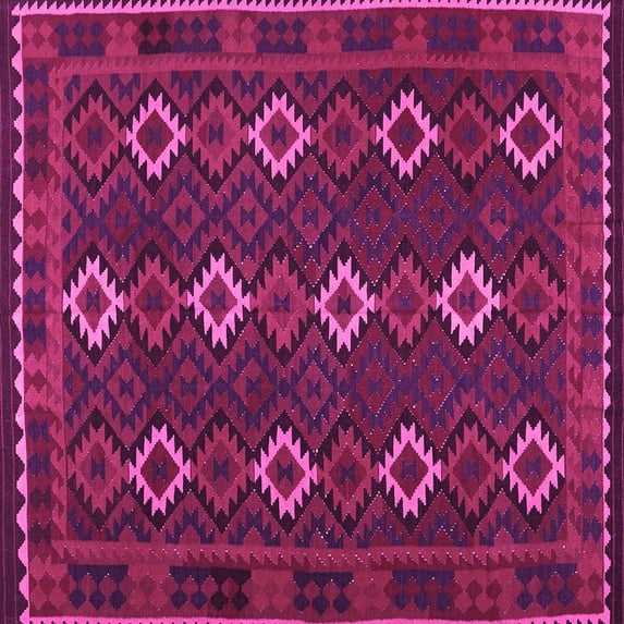 Ahgly Company Indoor Square Oriental Pink Traditional Area Rugs, 7' Square