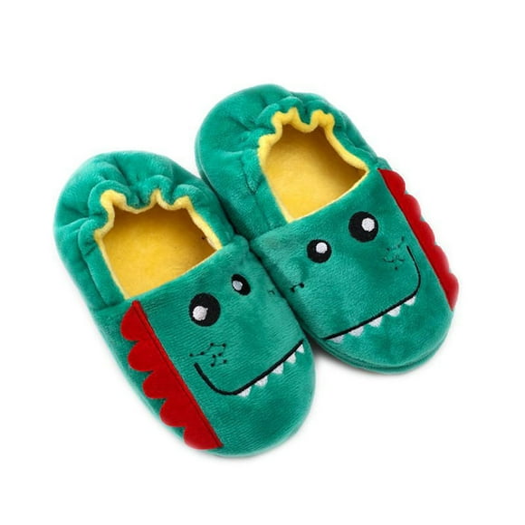 Toddler Kids Baby Warm Plush Shoes Boys Girls Cute Dinosaur Soft-Soled Slippers