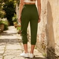 thumbnail image 3 of Womens Capri Joggers with Thin Fleece Drawstring Lounge Sweatpants Army Green Cropped Pants with Pockets Size 2XL, 3 of 8
