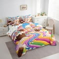 thumbnail image 3 of Manfei Rainbow Dessert Bed in a Bag King Size,Sweet Ice Cream Bed Set,Colorful Candy Bedding King Size,Microfiber Room Decoration Reversible,7 Pieces, 3 of 7