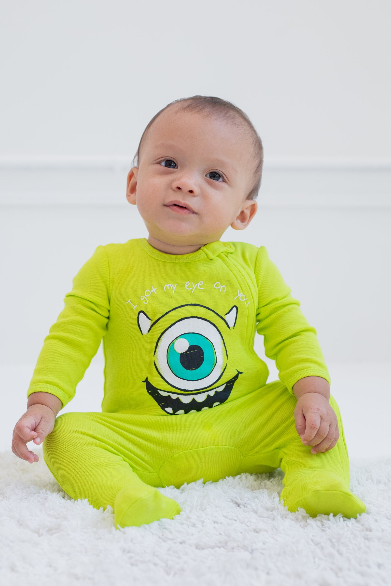Disney Monsters Inc. Baby Boys' 2-Pack Footed One-Piece Sleep N' Play Mike Sulley Green