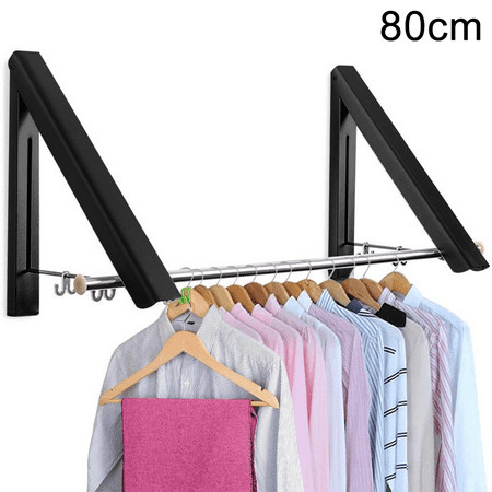 Rod Retractable Clothes Racks - Wall Mounted Folding Clothes Hanger ...