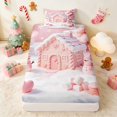 thumbnail image 4 of Manfei Gingerbread Twin Sheets Christmas Bedding, Turquoise White 3-Piece (1 Flat Sheet, 1 Fitted Sheet and 1 Pillowcase), 4 of 6