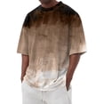 thumbnail image 2 of Men's Graphic Crewneck Tshirt Plus Size Short Sleeve Gradient Color Casual Big and Tall Tees Brown 2XL, 2 of 5