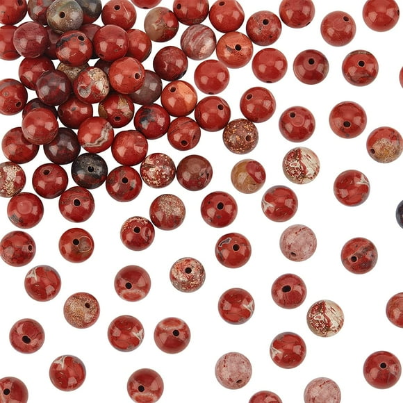 96pcs 8mm Natural Red Agate Beads Red Marble Bead Strands 1mm Hole Round Loose Gemstone Beads Energy Stone for Bracelet Necklace Jewelry Making