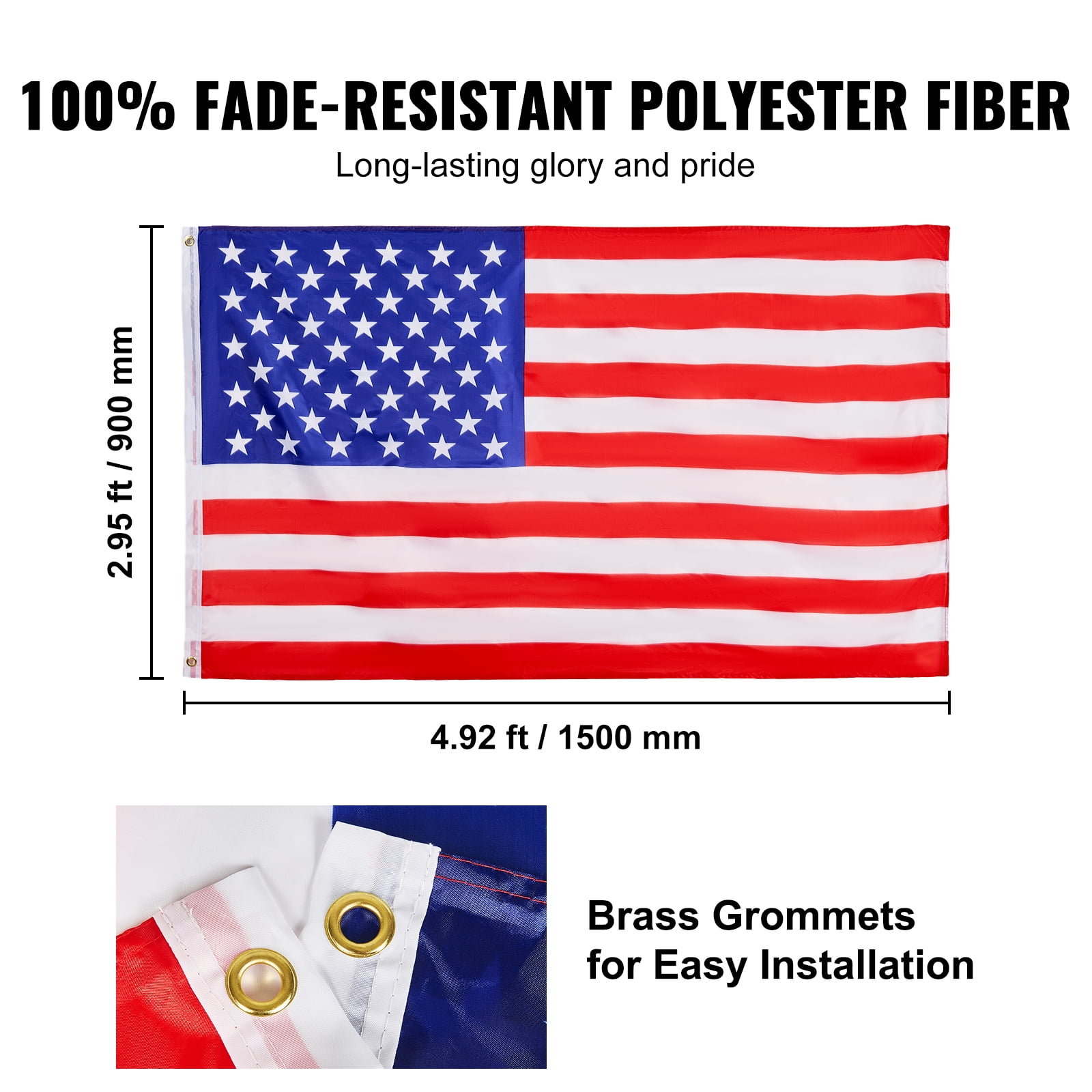 VEVOR 20FT Sectional Flag pole Kit, Heavy Duty Aluminum Alloy in Ground Flag poles for Outside, 3 Display Modes Flagpole with 3x5 American Flag, Professional Accessories, Black