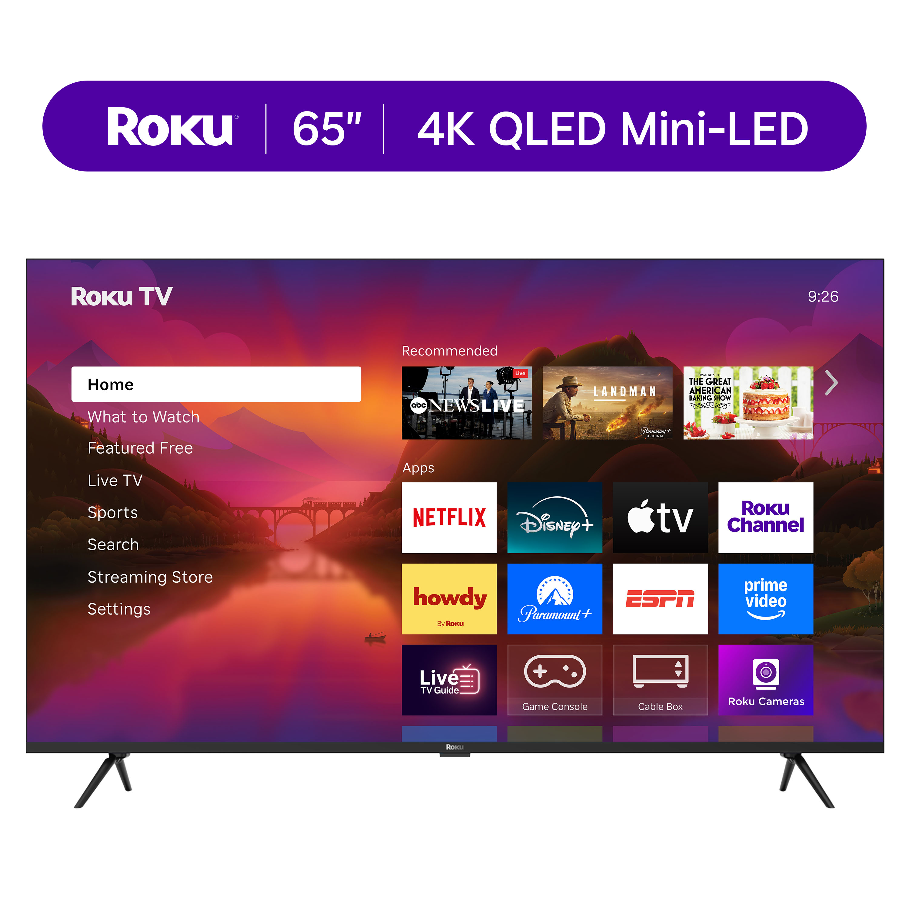 Roku Smart TV – 65-Inch Plus Series, 4K QLED Mini-LED TV – Roku TV with Enhanced Voice Remote