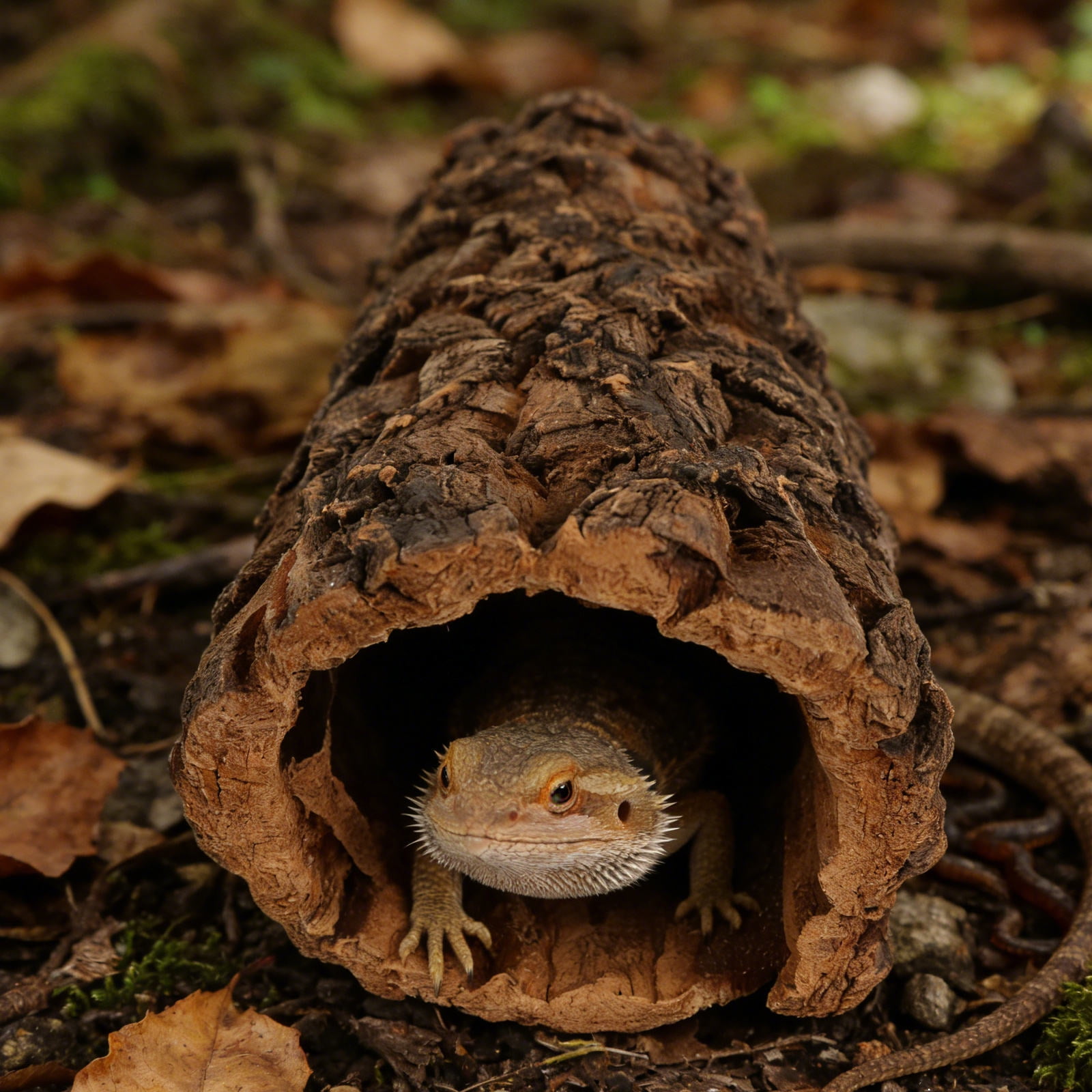 CATIEBYE Authentic Hollow Log Reptile Hideout for Snake Habitat and Lizard Tank Accessories