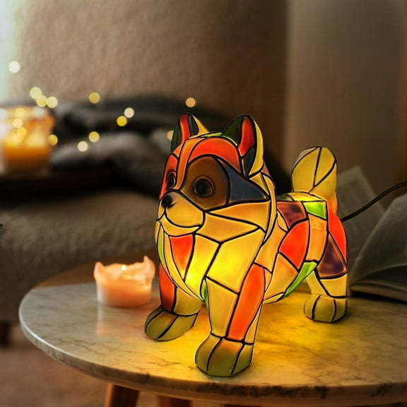 Pomeranian Lamp, Dog Series Art Night Light, Colorful Pet Dogs Themed Led Table Lamps, Vintage Style Pet Memorial Decor with Warm Ambient Glow, Unique Gifts for Dog Lovers