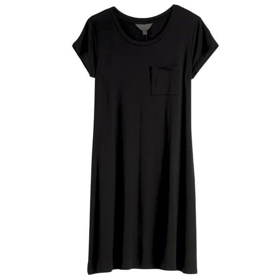Market & Spruce Alison Short Sleeve One Pocket Scoop Neck T-Shirt Dress Large, Black